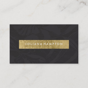 Modern Black Floral Gold Foil Luxe Business Card