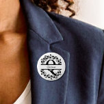 Modern Black Floral Wreath Split Monogram "Q Round 3 Cm Round Badge<br><div class="desc">This refined floral split monogram wreath design features a delicate botanical arrangement forming a graceful circular frame around a customizable monogram "Q". The balanced composition highlights elegant leaves and floral accents that create a timeless and sophisticated look. This round button is perfect for personalized gifts, and accessories, this design blends...</div>