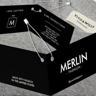 Modern Black Folded Clothing Hang Tag
