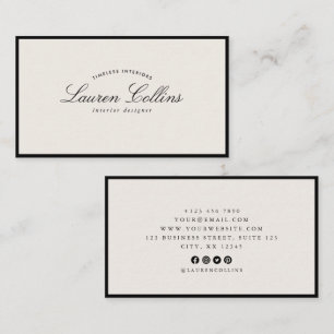 Modern Black Frame with Social Media Icons Business Card