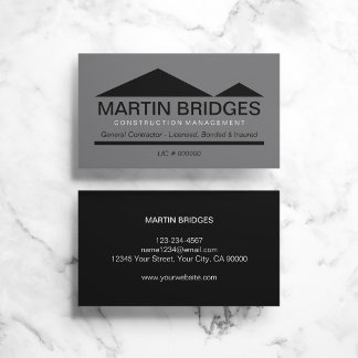 Modern Black General Construction Business Cards