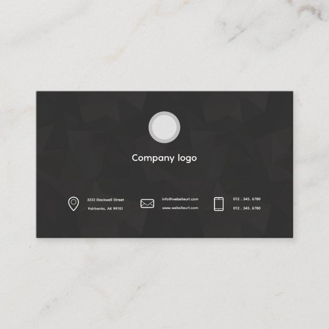 Modern Black Geometric Business Card | Professiona (Front)