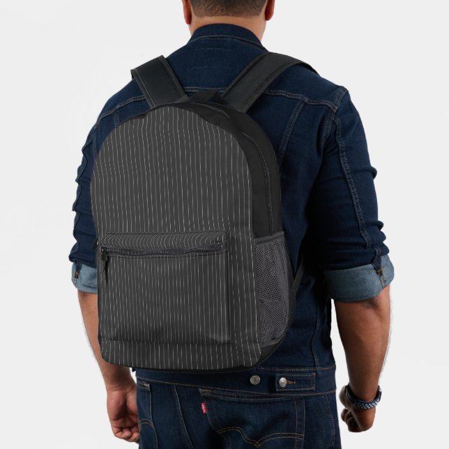 Modern Black Geometric Custom Name Printed Backpack (Insitu (Model))