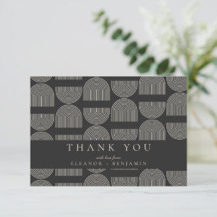 Modern Black Geometric Elegant Custom Wedding Thank You Card