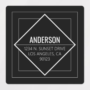 Modern Black Geometric Return Address 