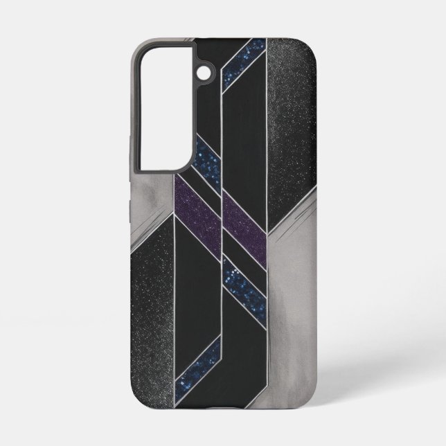Modern Black Geometric Samsung Galaxy S22 Case (Back)