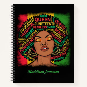 Modern Black Girl Typography Script Motivational  Notebook