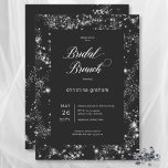 Modern Black Glam Diamond Frame Bridal Brunch Invitation<br><div class="desc">Capture the essence of timeless sophistication with our exquisite bridal shower brunch invitations. Crafted with a soft charcoal black background and adorned with modern white text, these invitations exude class and style. Minimalistic yet captivating, our invitations feature a frame of sparkling diamonds, adding a touch of glamour and luxury to...</div>