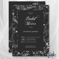 Modern Black Glam Diamond Frame Bridal Shower