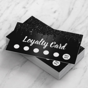 Modern Black Glitter Drips Salon & Spa Loyalty