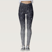 Modern Black Glitter Sparkles Gift Leggings (Front)