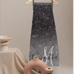 Modern Black Glitter Sparkles Personalised Name Apron<br><div class="desc">Modern Black Glitter Sparkles Personalised Name</div>