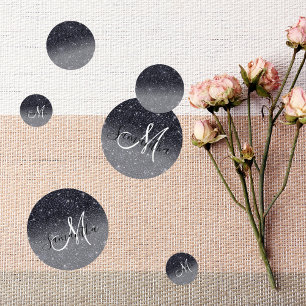Modern Black Glitter Sparkles Personalised Name Confetti