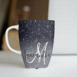 Modern Black Glitter Sparkles Personalised Name Latte Mug<br><div class="desc">Introducing our stunning Modern Black Glitter Sparkles Personalised Name product, available exclusively on Zazzle! Add a touch of elegance and sparkle to your everyday life with this custom-made item. Our Modern Black Glitter Sparkles Personalised Name product features a sleek black background adorned with mesmerising glittery sparkles. The combination of black...</div>