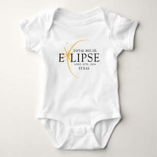 Modern Black & Gold 2024 Texas Total Solar Eclipse Baby Bodysuit