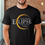 Modern Black & Gold 2024 Texas Total Solar Eclipse T-Shirt<br><div class="desc">Introducing our Modern Black & Gold 2024 Texas Total Solar Eclipse Custom T-Shirt, a stylish and commemorative piece for this rare celestial event. this shirt captures the elegance and excitement of the total solar eclipse. With the year 2024 boldly displayed, along with the location of Texas, it serves as a...</div>