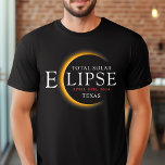 Modern Black & Gold 2024 Texas Total Solar Eclipse T-Shirt<br><div class="desc">Introducing our Modern Black & Gold 2024 Texas Total Solar Eclipse Custom T-Shirt, a stylish and commemorative piece for this rare celestial event. this shirt captures the elegance and excitement of the total solar eclipse. With the year 2024 boldly displayed, along with the location of Texas, it serves as a...</div>
