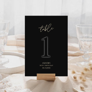 Modern Black Gold 30th Birthday Table Number 1