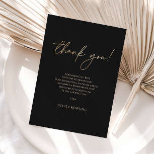 Modern Black Gold 30th Birthday Thank You Card