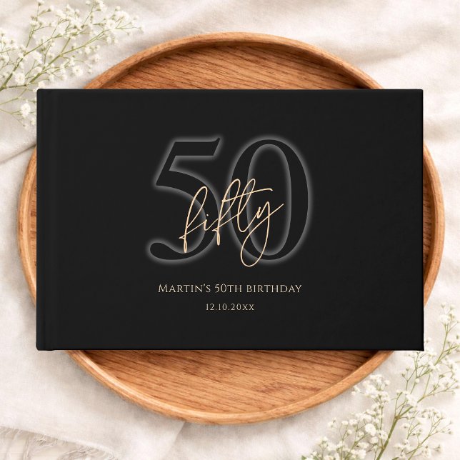 Modern Black Gold 50th Birthday Guest Book (Modern Black Gold 50th Birthday Guest Book)