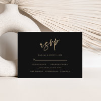 Modern Black Gold 50th Birthday RSVP Card