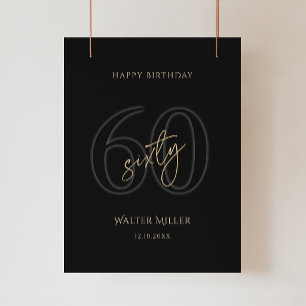 Modern Black Gold 60th Birthday Party Poster