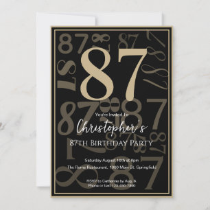 Modern Black Gold 87th Birthday Invitation For Him