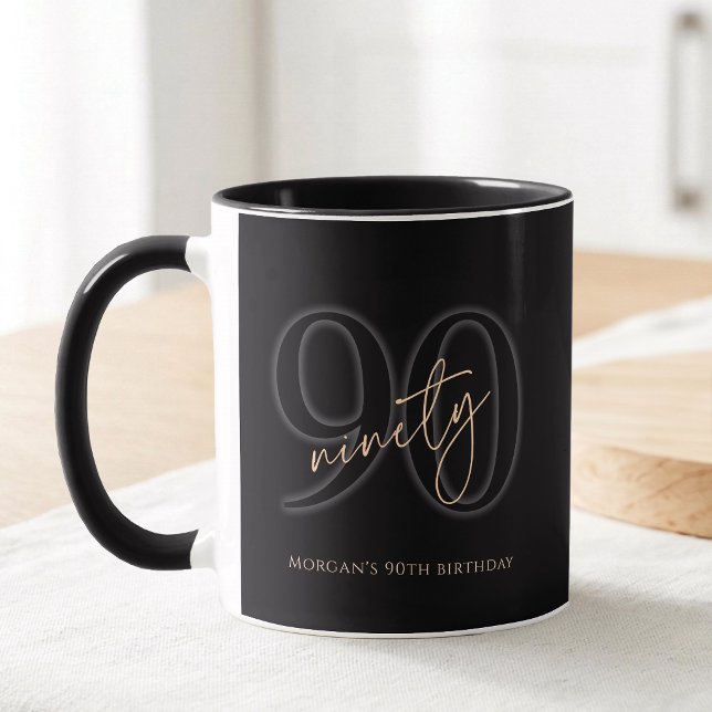 Modern Black Gold 90th Birthday Party Mug (Modern Black Gold 90th Birthday Party Mug)