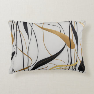 Modern Black & Gold Abstract Line Decorative Cushion