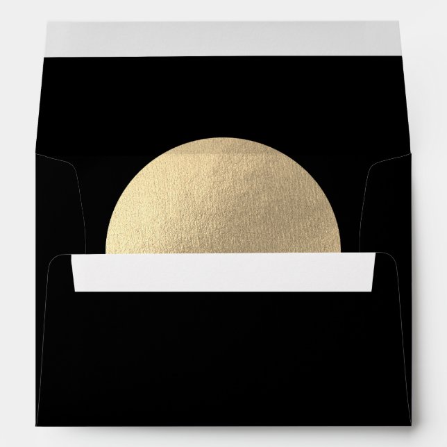 Modern Black & Gold Abstract Wedding Invitation Envelope (Back (Bottom))