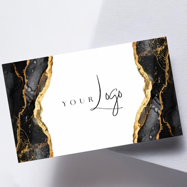 Modern Black Gold Agate Logo Business Card (Creator Uploaded)