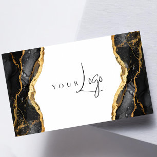 Modern Black Gold Agate Logo Business Card