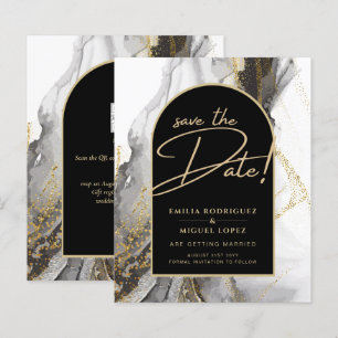 Modern Black Gold Agate Marble Glitter Wedding