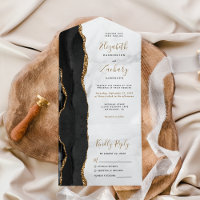 Modern Black Gold Agate Marble Wedding