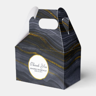 Modern Black & Gold Agate Stone Abstract Birthday Favour Box