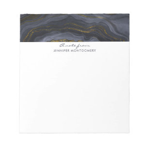 Modern Black & Gold Agate Stone Abstract Notepad
