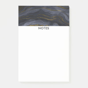 Modern Black & Gold Agate Stone Abstract Post-it Notes