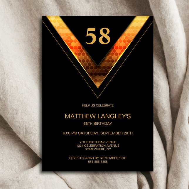 Modern Black Gold Any Age Birthday Party Invitation (Creator Uploaded)