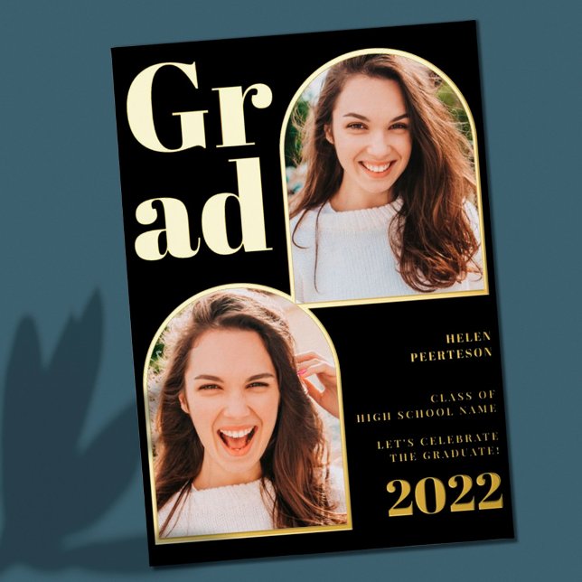 Modern black gold arch 3 photos graduation (Creator Uploaded)