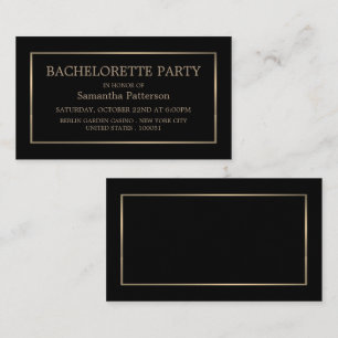 Modern Black & Gold Bachelorette Party Invite