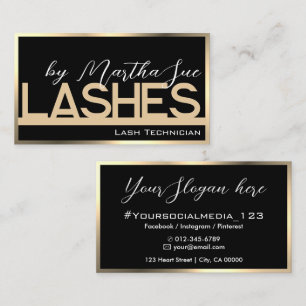 Modern Black Gold Beige Ombre Beauty Lashes Ideas Business Card