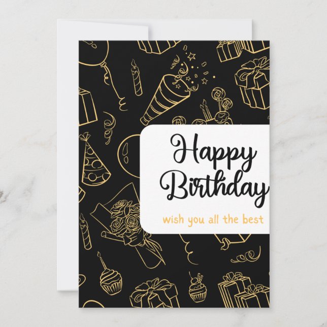 Modern Black & Gold Birthday Party Invitation (Front)