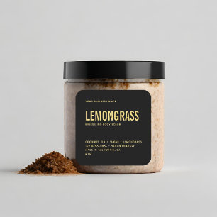 Modern black gold body scrub product label