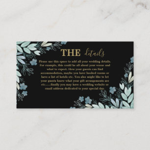 Modern Black & Gold Botanical Details Wedding Enclosure Card