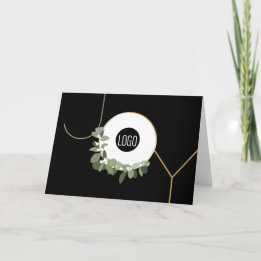 Modern Black Gold Business Logo Corporate Xmas Holiday Card