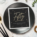 Modern Black Gold Calligraphy 50th Birthday Napkin<br><div class="desc">Modern Black Gold Calligraphy 50th Birthday Napkins features a fun scattering of gold faux foil confetti and modern calligraphy.</div>