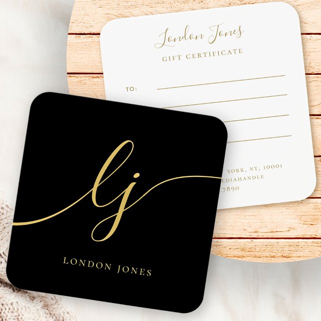 Modern Black Gold Calligraphy Gift Certificate (Creator Uploaded)