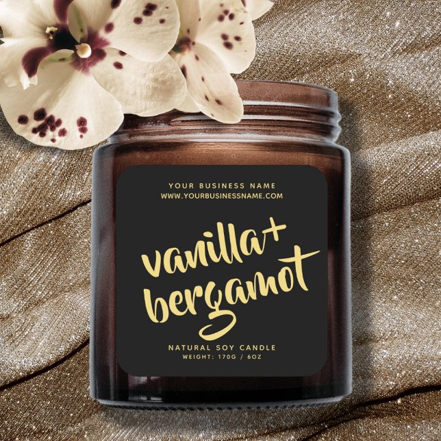 Modern black gold candle product label (Creator Uploaded)