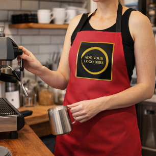 Modern black gold cardinal red professional logo apron