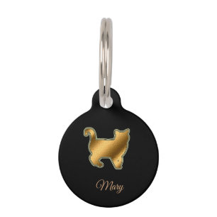 Modern Black Gold Cat Pet Tag